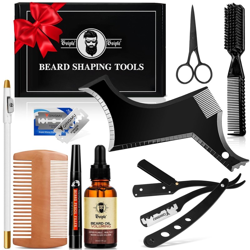 Beard Shaper Tool Set - Beard Straightener, Template Guide, Razor, Comb & Scisso gallery