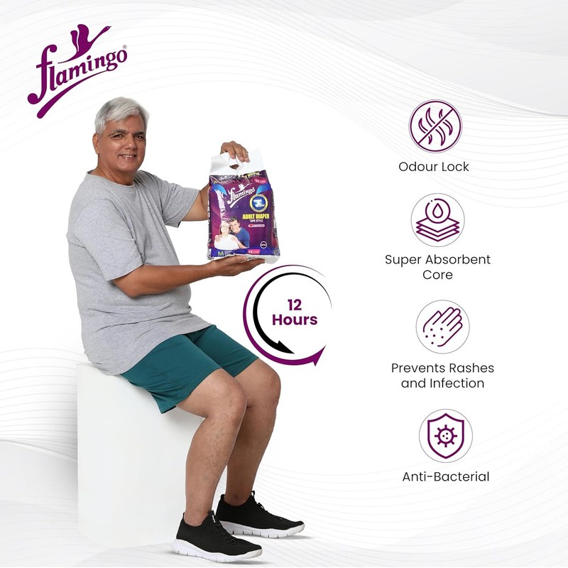 Flamingo Adult Diapers Disposable Tabbed Briefs-Absorbent Incontinence Underwear gallery
