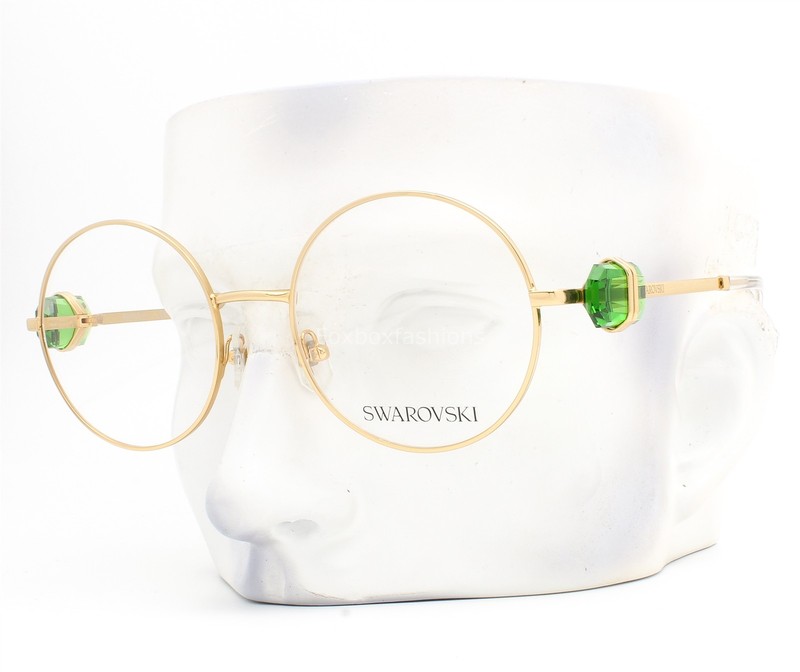 Swarovski Eyeglasses Glasses SK 1001 4004 Shiny Gold Green Crystals 53mm No Case