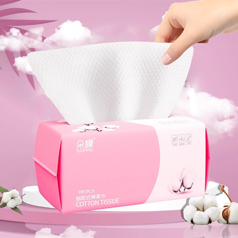 Disposable Face Towel 100 Count for Washing Soft Cotton Dry Wipes Facial Clot…