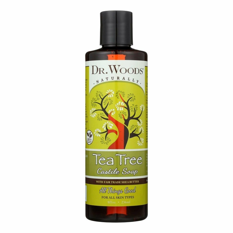 Dr Woods Natural Tea Tree Liquid Castile Soap with Fair Trade Shea Butter 8 Oz