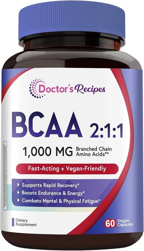 Doctors Recipes BCAA 1000 mg, 211 Ratio, L-Leucine, L-Isoleucine, L-Valine, B…
