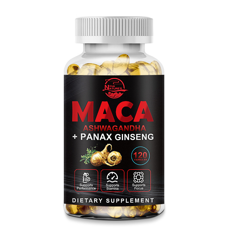 Organic Maca Root + Panax Ginseng 12000mg, Peruvian Maca Extract for Men & Women