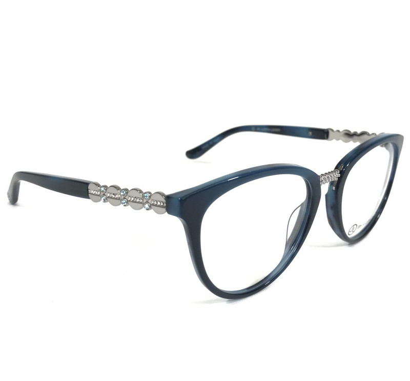 Judith Leiber Eyeglasses Frames JL-3042 Denim Blue Silver Cat Eye 52-18-140 gallery