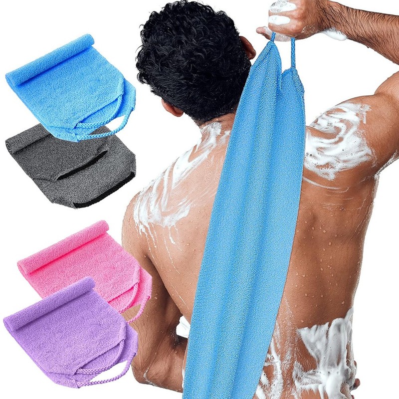 1/2/4pcs Long Back Exfoliating Towel Dual-Sided Bath Scrubber - Strong Durable gallery