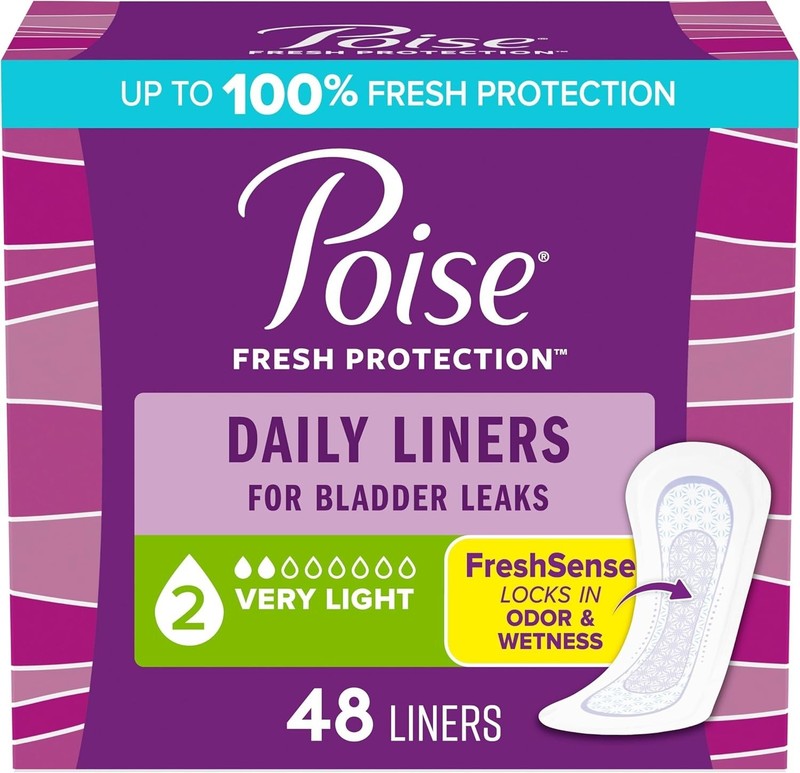 Poise Incontinence Pads, 2 Drop Light Absorbency, Regular Length, 44 Liners