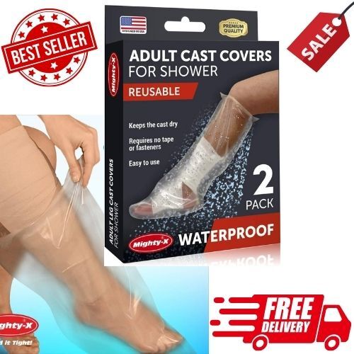 100% Waterproof Cast Cover Half Leg Reusable 2 pk Cast Protector for Shower