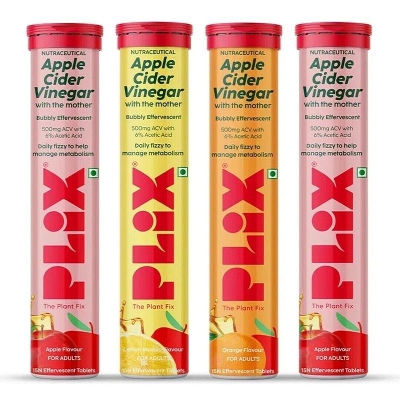 PLIX THE PLANT FIX Apple Cider Vinegar Tablet weight loss Pack 4 (Multi Flavour)