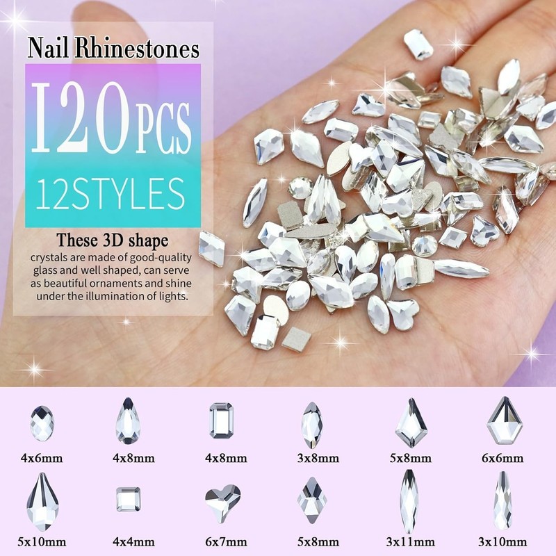 3200PCS Nail Art Rhinestones, Crystal Clear Flatback Rhinestones for Nails, Craf gallery