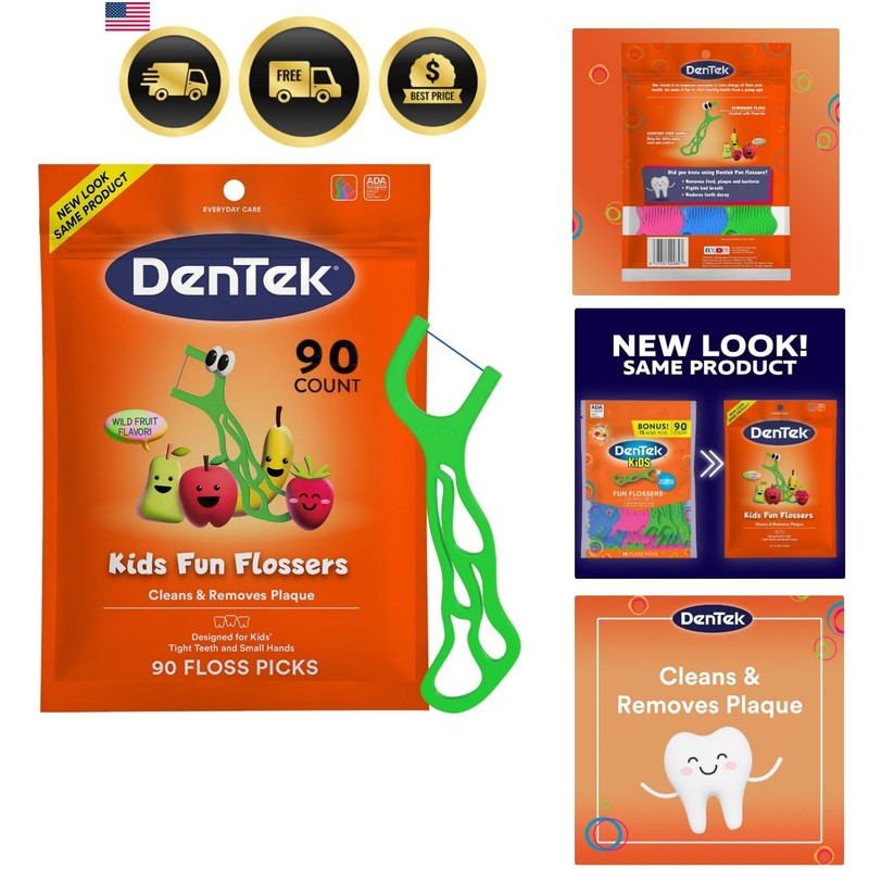 Fun Flossers – Kids Floss Picks with Wild Fruit Flavor, 90 Count