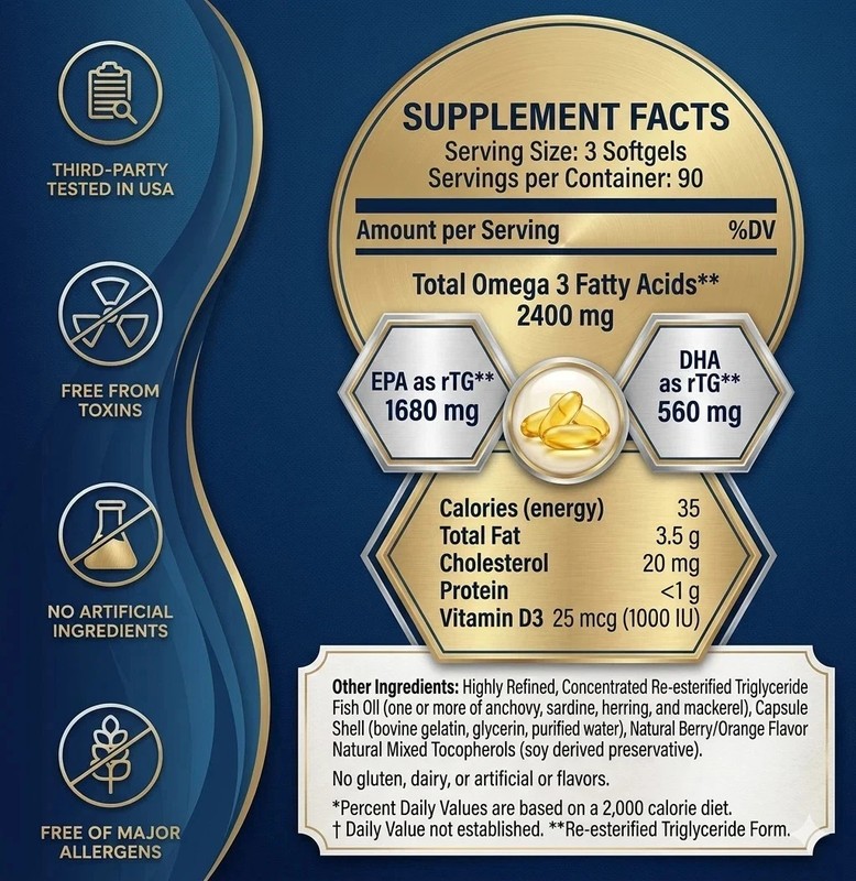 PRN De3 Omega 3 Supplement with Vitamin D3 – 270 Softgels Dry Eye Support gallery
