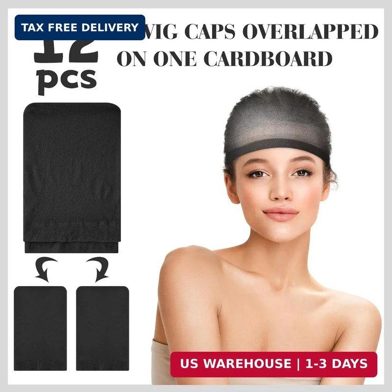 PLULON 12 Pcs Wig Cap for Women, Mesh Stocking Wig Caps Net Closed End Hair Mesh gallery