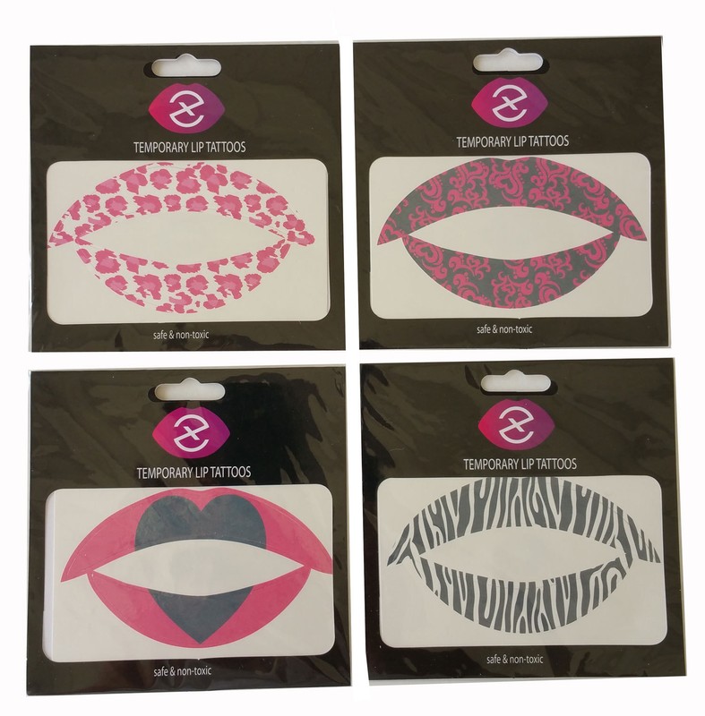 4 Pcs Assorted Lip Tattoo Sticker Art Lady Party Fancy Safe Stickers gallery