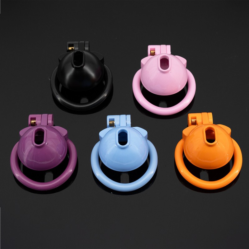Resin Male Chastity Cage Device Men Plastic Lock Belt with 4 Rings 6 Colors gallery