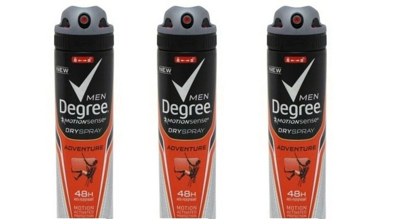 Degree Deodorant 3.8 oz Mens Dry Spray Adventure – THREE PACK