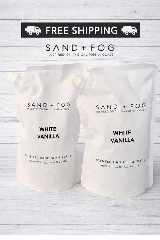 SAND + FOG (2-PACK!) “White Vanilla” Hand Soap Refill Pouches -JUMBO! -34 Oz. EA
