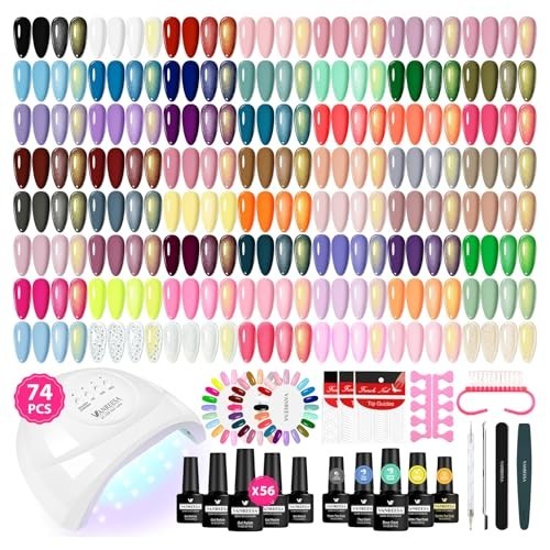 73 Pcs Gel Nail Polish Kit With UV Lamp Light Poly Extension Manicure Tool Set gallery