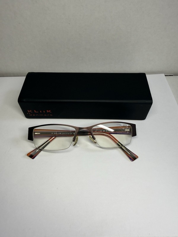 Kliik Denmark K-461 320 Eyeglasses Frames Brown Multi Color 49-18-135 w/ Case