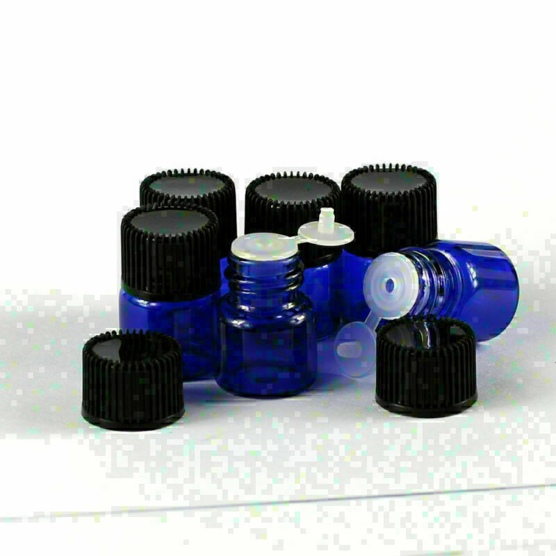 New 20/50/100Pcs 1ml Tiny Small Blue Glass Empty Oil Bottles Vial With Screw Cap gallery