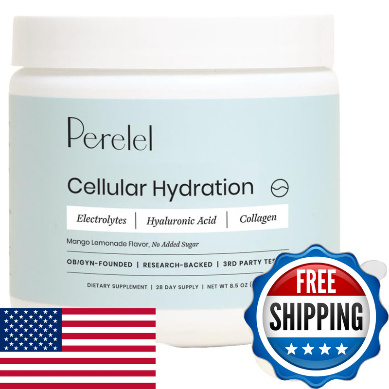 Perelel Hydration Powder Electrolyte Supplement Collagen Hyaluronic Acid Mango