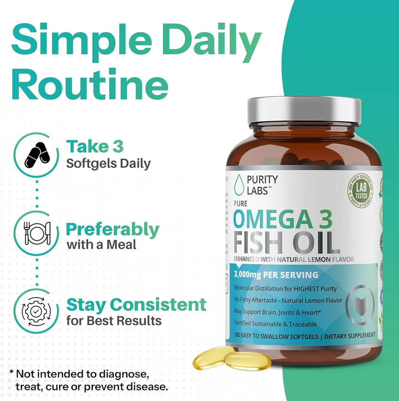 Omega 3 Fish Oil 3000Mg – DHA & EPA Omega 3 Fatty Acid Supplements to Support He gallery