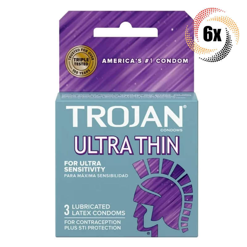 6x Packs Trojan Ultra Thin Lubricated Latex Condoms | 3 Condoms Per Pack