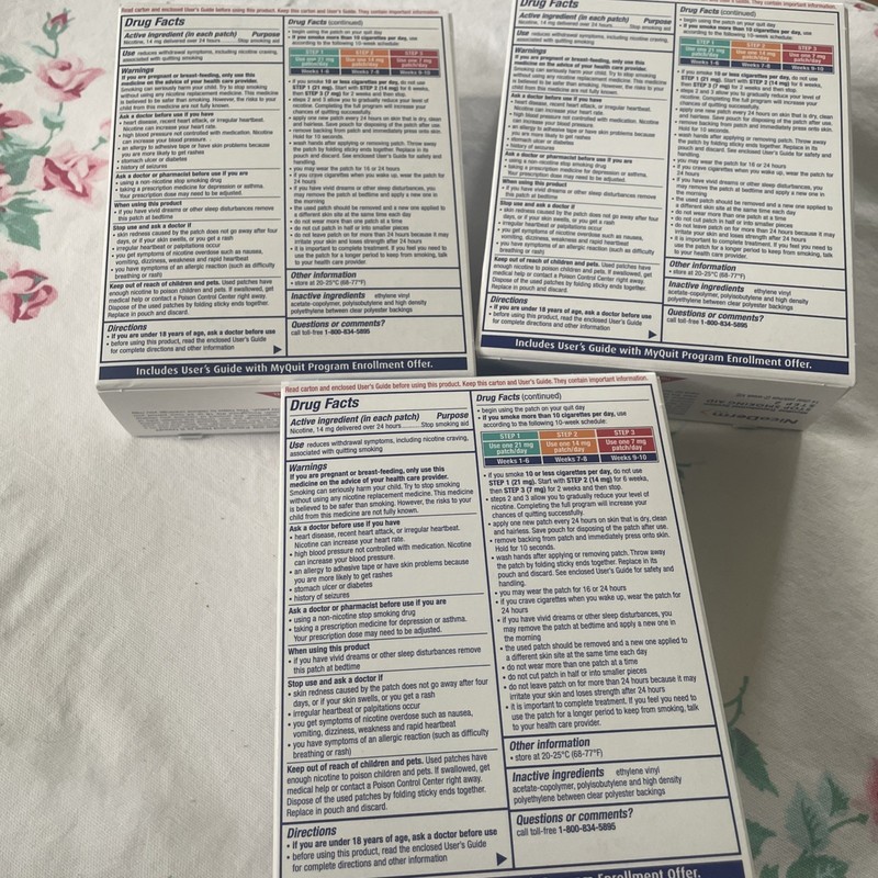 3~NicoDerm CQ Nicotine Patch Step 2 14mg 14 CLEAR PATCHES Sealed 3/28 gallery