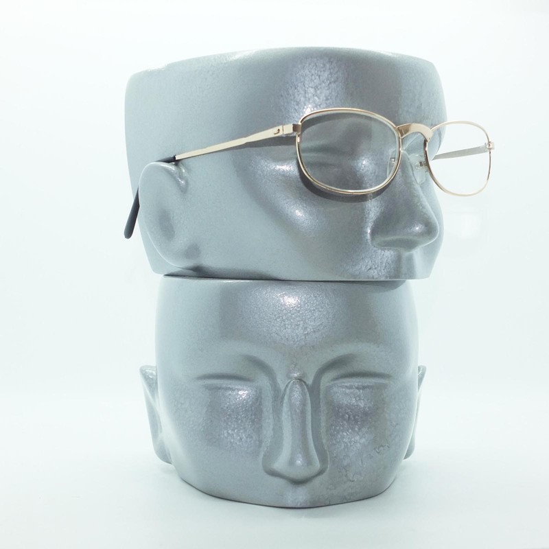 Reading Glasses Small Rectangle Flat Bridge No Fuss Gold Metal Frame +1.75 Lens gallery