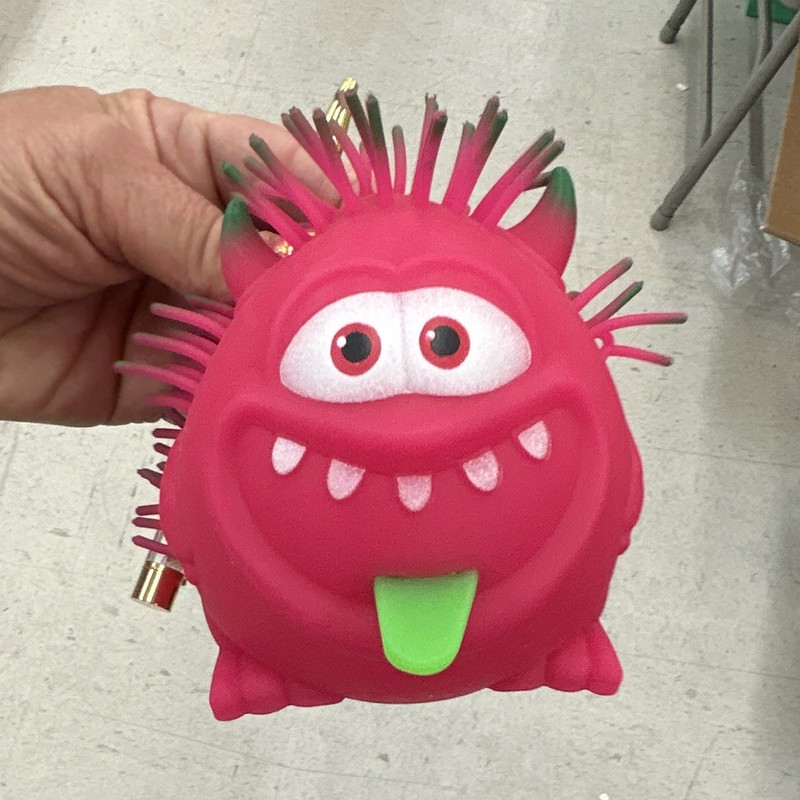 Pink Green White Monster Squeezable Rubber Squeeze Toy Stress Reliever 4in