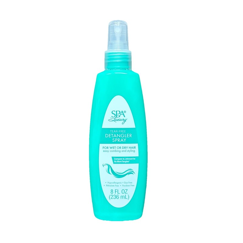 Spa Luxury Tear-Free Detangler Spray 8 Fl Oz – Hair Knot Remover Wet or Dry NEW