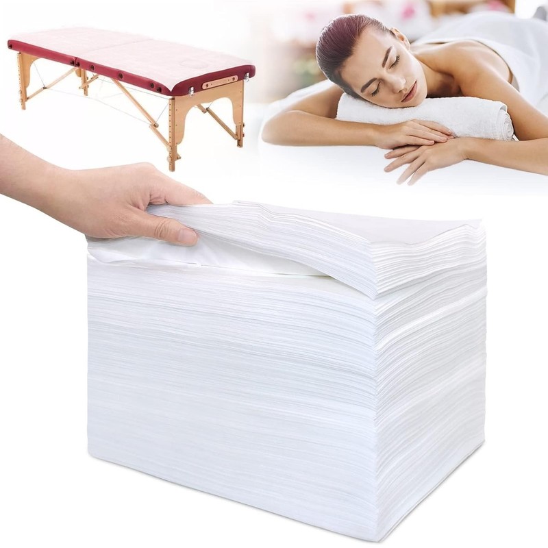 100Pcs Disposable Massage Table Sheets 31.5" x 71" Non-Woven Fabric Bed Cover... gallery