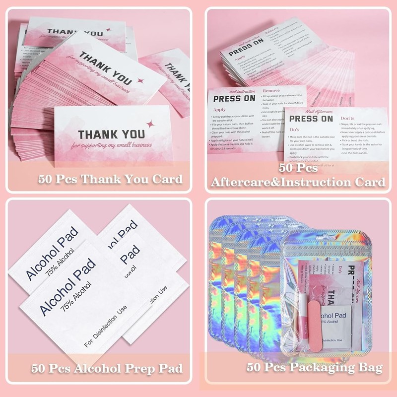 Effortless 50-Piece Pink Nail Prep Kit with Instructions - Perfect for Pros gallery