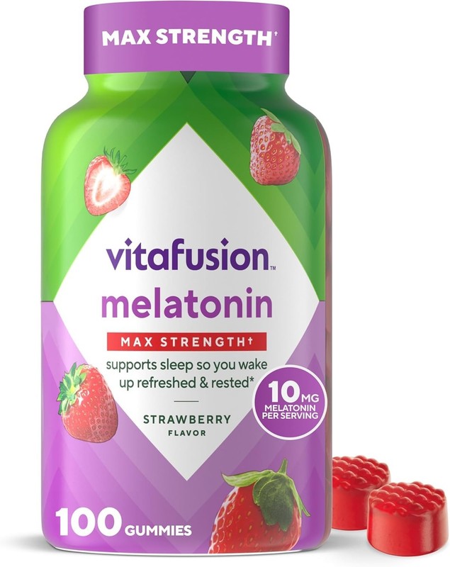 Vitafusion Melatonin Sleep Max Strength Strawberry 10mg 100 Gummies Exp 03/26