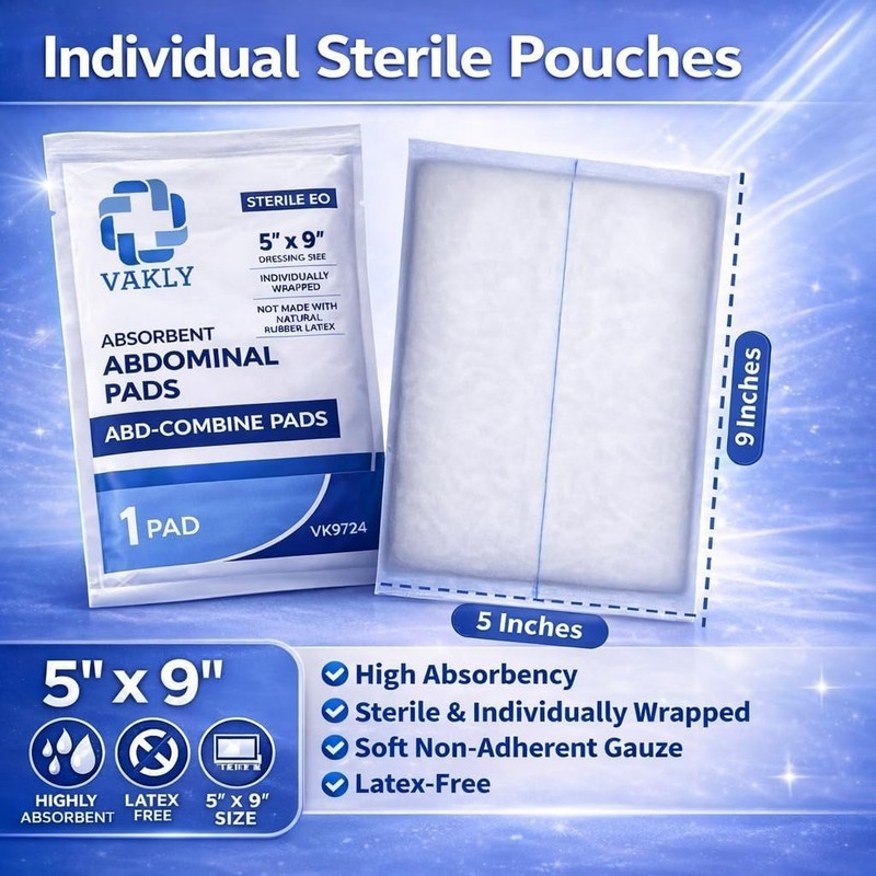 80 Pack Sterile ABD Pads 5x9 - High Absorbency Non-Adherent Wound Dressings gallery