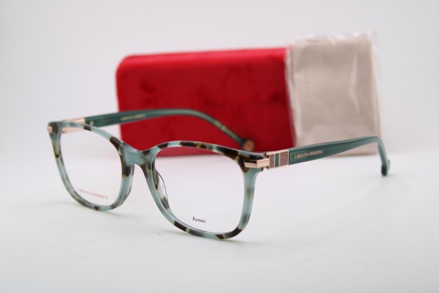 NEW CAROLINA HERRERA HER 0201 J1L BLUE HAVANA GOLD AUTHENTIC EYEGLASSES 53-18