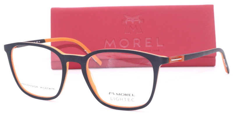 MOREL LIGHTEC 30266O NO02 MATTE BLACK ON ORANGE AUTHENTC EYEGLASSES 51-19 FRANCE