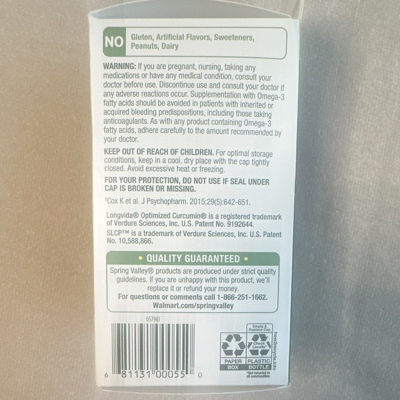 Spring Valley 4-Function Brain Support 60 Softgels Turmeric EPA/DHA 400mg gallery