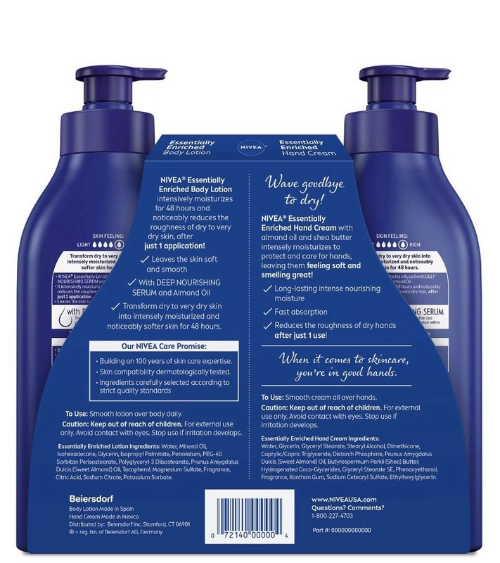 Nivea Essentially Enriched Body Lotion and Hand Cream Variety Pack (2×20 oz. ... gallery