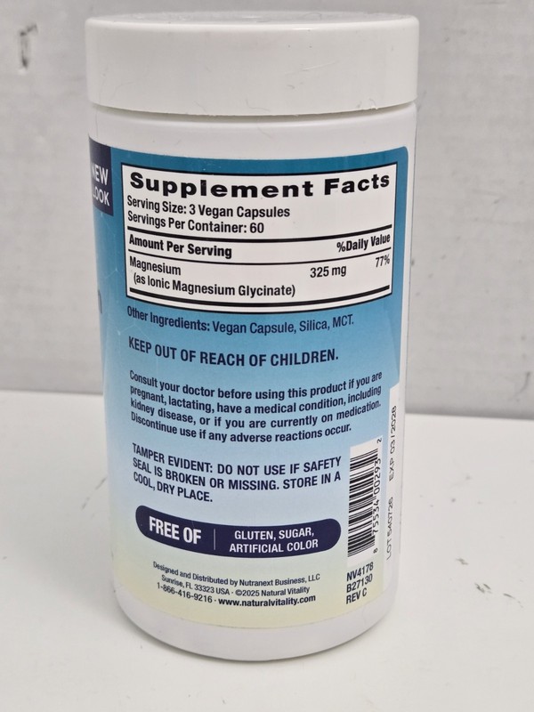 Calm Magnesium Glycinate Supplement 325mg 180 Vegan Caps Exp 3/28 SEALED gallery