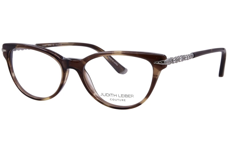Judith Leiber Couture Zodiac Eyeglasses Women’s Wood Full Rim Cat Eye 53mm
