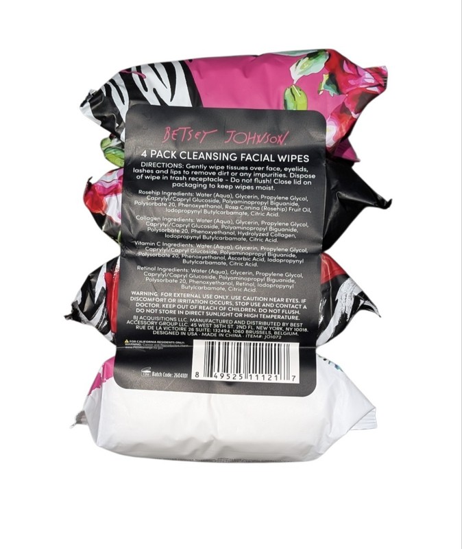 Betsey Johnson Pink Floral & Black Zebra 4-Pack Cleansing Facial Wipes gallery