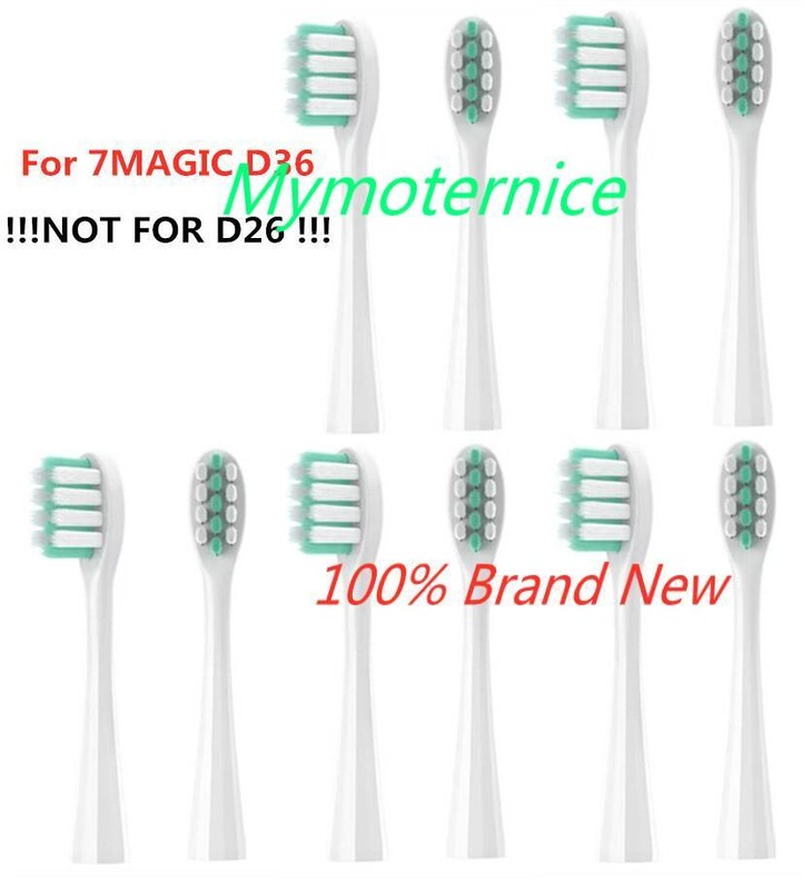 10Pcs Toothbrush Heads compatible with 7MAGIC D36 ONLY white MYME10 US