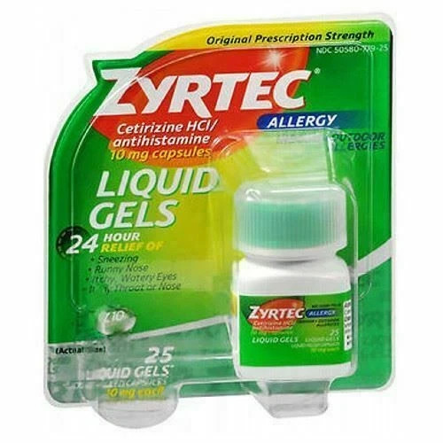 Zyrtec 24 Hour Indoor & Outdoor Allergy Relief Liquid Gels Capsules 25ct 07/26 + gallery