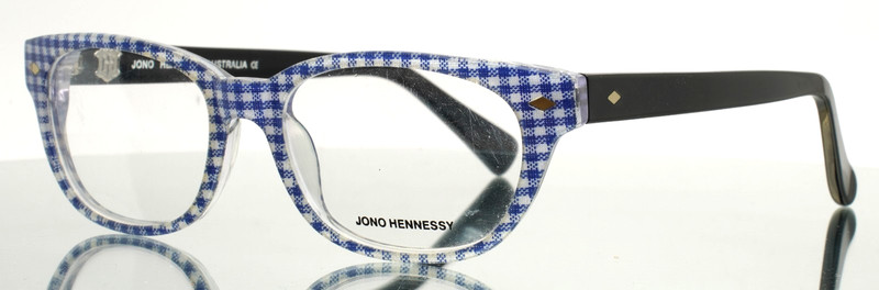 JONO HENNESSY 8192 C399 Blue Gingham Womens Full Rim Eyeglasses 49-18-135 B:35