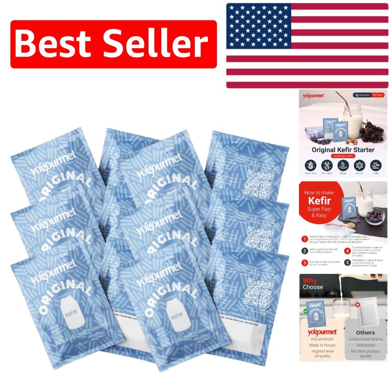 Homemade Kefir Made Simple – 12 Pack, Gluten Free & Halal Active Starter Culture