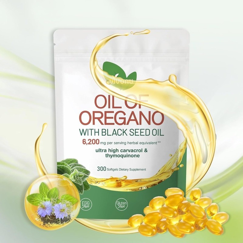 VivoNu Oregano Oil Capsules with Black Seed – Organic Softgels, High Carvacrol