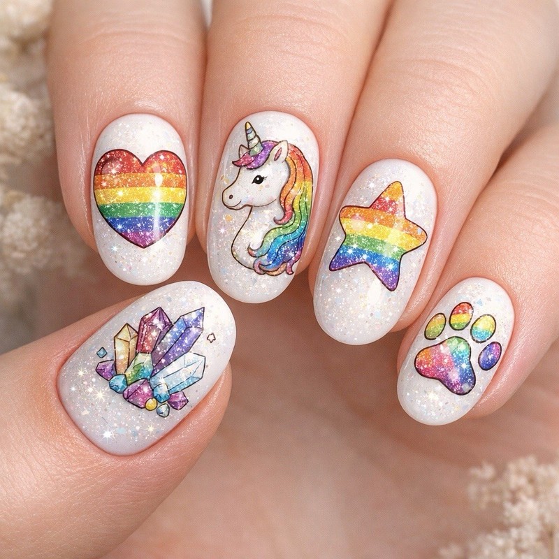 Glitter Pride Rainbow Waterslide Nail Art Decals Set Of 50 Instructions Bonus