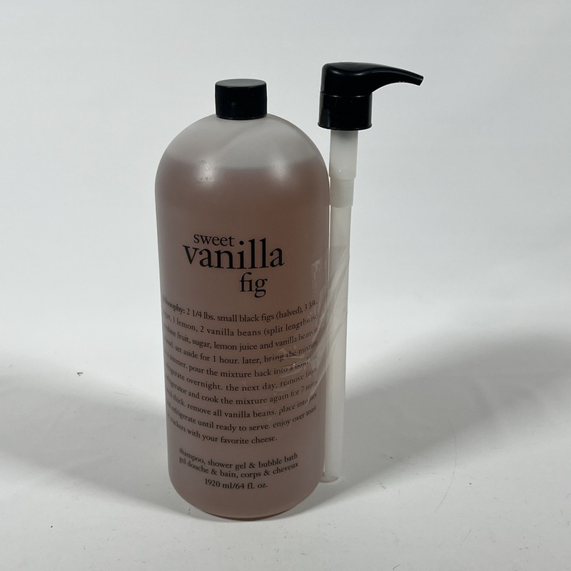 Philosophy Sweet Vanilla Fig Shampoo, Shower Gel & Bubble Bath w/Pump 64 Oz *New