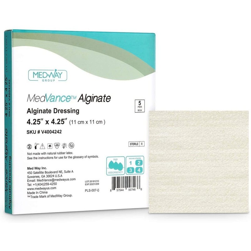 MedVance Calcium Alginate Non-Adhesive Wound Dressing, 4.25″x4.25″, Box of 5
