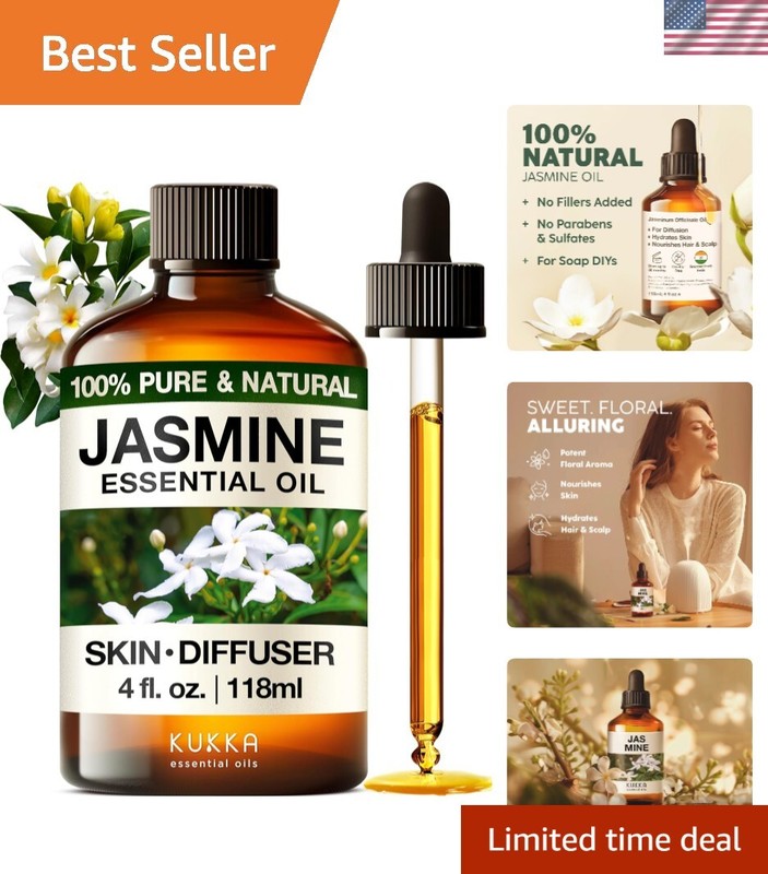 Indian Jasmine Essential Oil – Versatile for Diffusers, Skin & Hair – 4 Oz